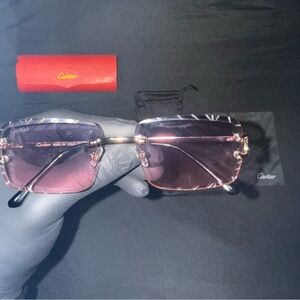 Cartier Pink and Gold Rimless Glasses